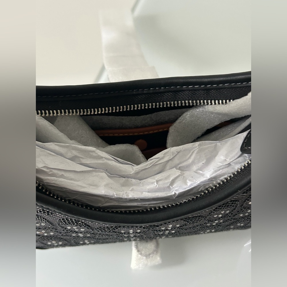 Coach Black Crystal Signature Jacquard Hamptons Hobo Shoulder Bag - Picture 8 of 9